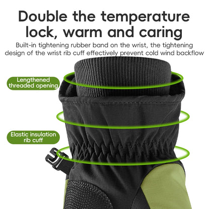 ROCKBROS Winter Ski Gloves Waterproof Snow Keep Warm Windproof Gloves Snowboard Gloves Touch Screen Fleece Motor Riding Gloves