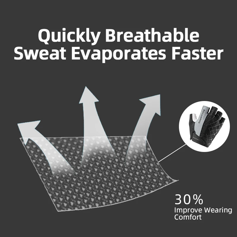 ROCKBROS Short Half-Finger Bicycle Gloves – Breathable, Shockproof MTB & Road Cycling Gloves for Summer Sports