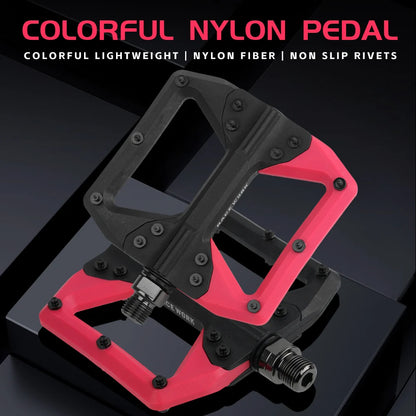 RACEWORK Nylon Bike Pedal Road MTB Pedals Flat Platform Mountain Bicycle Ultralight Seal Bearings Pedals