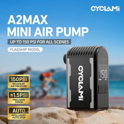 CYCLAMI A2 MAX 150 PSI Mini Electric Pump Portable Bicycle Cordless Air Inflator Presta Schrader Valve Cycling MTB Road Bike