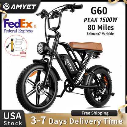 AMYET V9-G60 Adults Electric Bike 1000W Motor Bicycle 48V 20AH 20“ Tire Ebike Electric E Bikes Mountain Moped Ebikes For Men