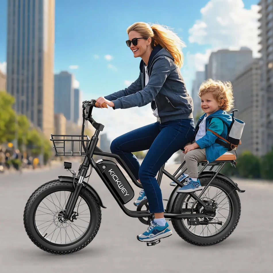 Kickwey LD20 Adult Electric Bike 1500W 32MPH 48V20Ah Mountain E-Bike 20 Inch Fat Tire - High-Speed Lithium Battery Powered Motorcycle