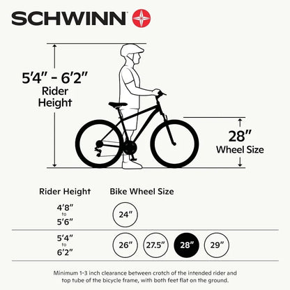Schwinn Volare Hybrid Sports Road Bike, Men and Women, Aluminum Frames, 700c Wheels, Flat and Drop Handle Bar Options, Multiple Speed Drivetrains