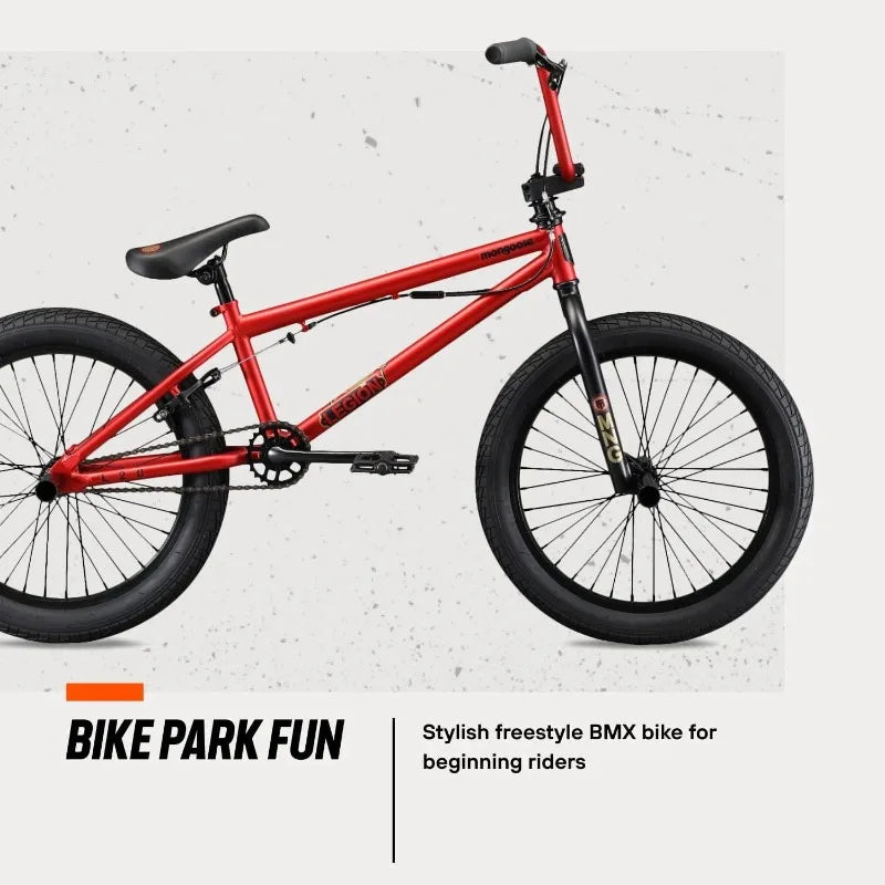 Mongoose Legion Kids Freestyle BMX Bike 20-Inch Wheels Hi-Ten Steel Frame Double Disc Brake Unisex Intermediate Rider Bicycle