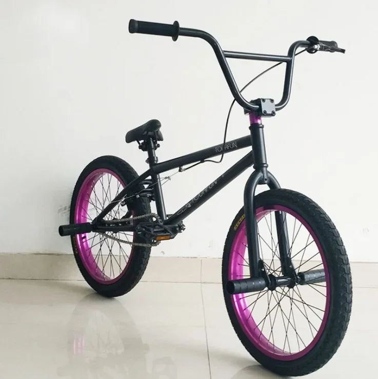 Unisex BMX Freestyle Bike Single Speed 20 Inch Wheels Hi-Ten Steel Frame Street/Dirt Bicycle Hand Brake Red Purple White Black