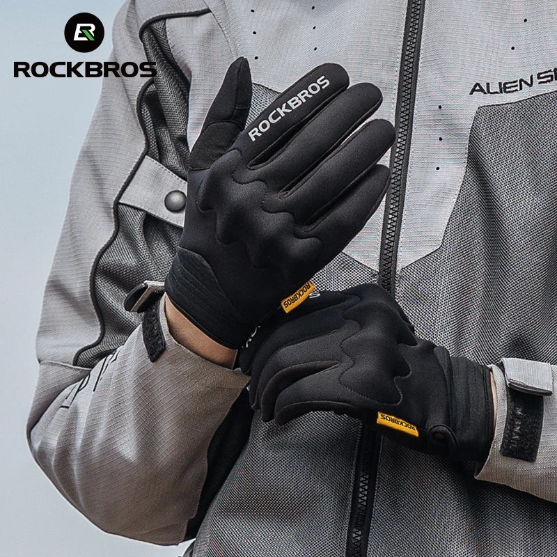 ROCKBROS Winter Gloves Touch screen Windproof Bike Cycling Gloves Full Finger Ski Non-Slip Warm Sports Motorcycle Hiking Gloves