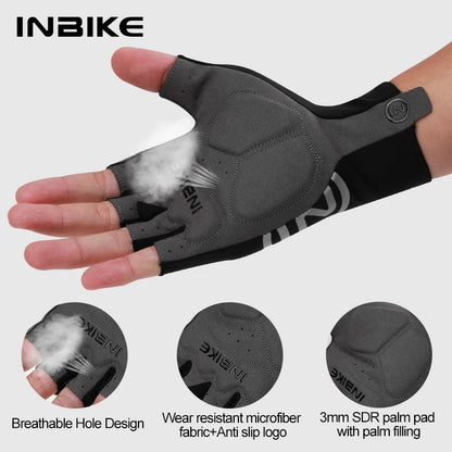 INBIKE Cycling Gloves Half-finger Bike Biking Gloves Gel Shock-absorbing Summer MTB Gloves for Men Road Mountain Bicycle Gloves