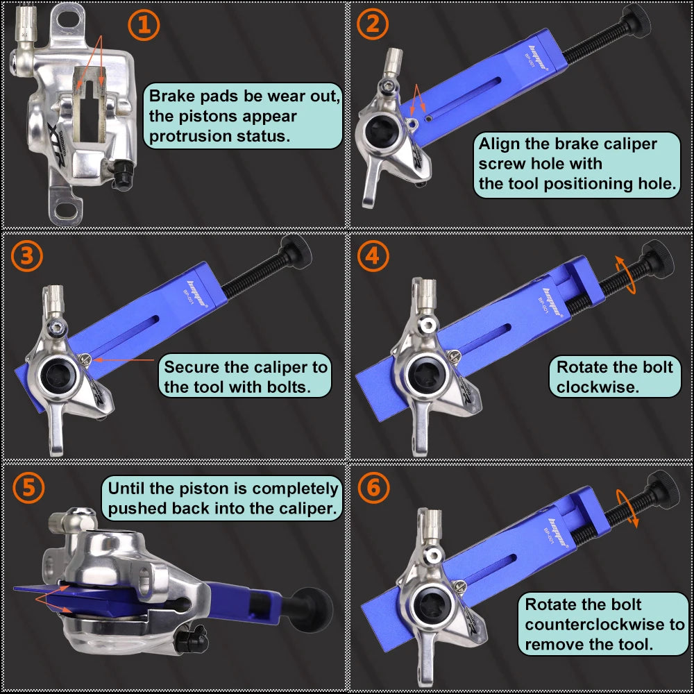Re Setting Tool HEPPE Bicycle Caliper Piston Resetting Tool for 2/4-Piston SHIMANO/SRA ...