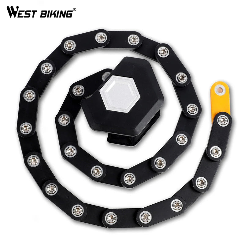 WEST BIKING Portable Folding Bicycle Lock Alloy Steel Anti-theft Safety Lock for MTB Road E-bike Motorcycle