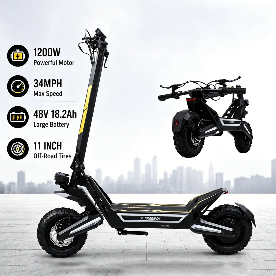 FREEBOY 1200W Electric Scooter – 11" Off-Road Tires