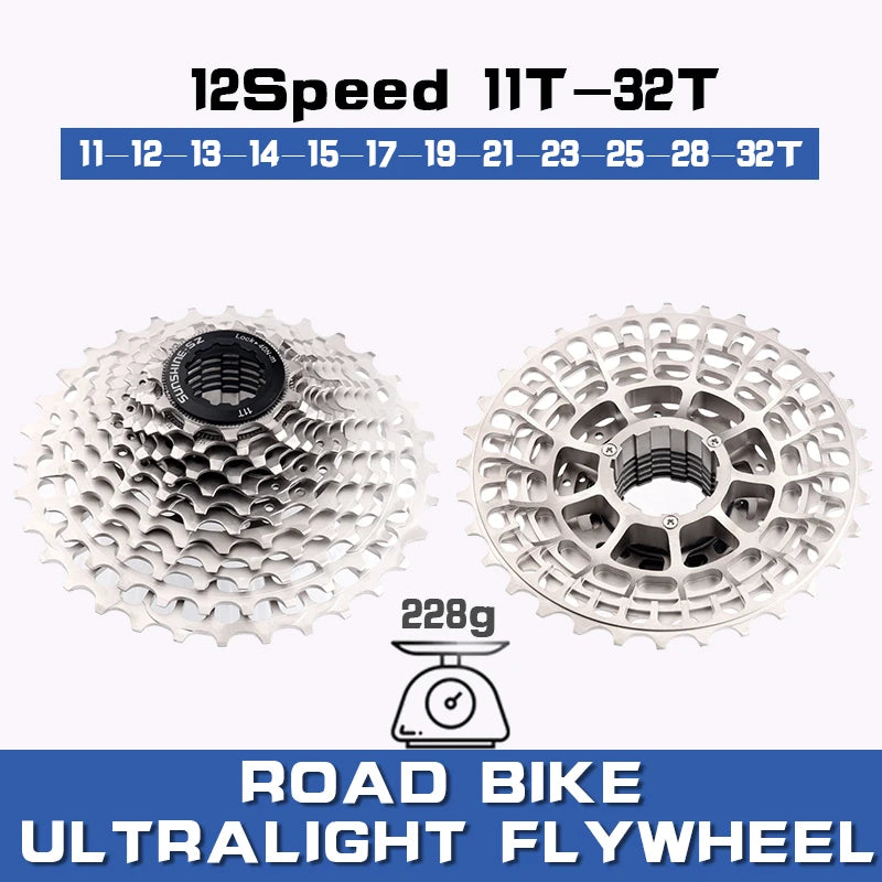 SUNSHINE Road Bike Cassette  Ultralight Freewheel 12 Speed K7 Freewheel MTB Sprocket for SHIMANO