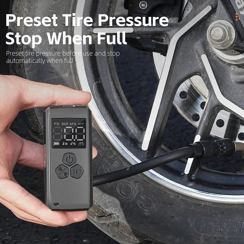 WEST BIKING Mini Electric Bike Pump 150PSI Powerful Air Compressor, Pressure Display, MTB Road Bike Tire Inflator