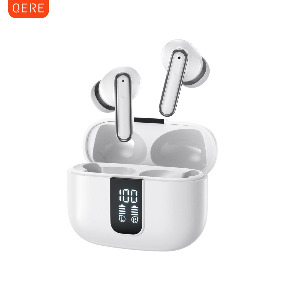QERE E50 TWS Wireless Headphones Bluetooth 5.3 HD Microphone 13mm Driver 60ms Low Latency 4 Mics ENC Call In-Ear Earphones