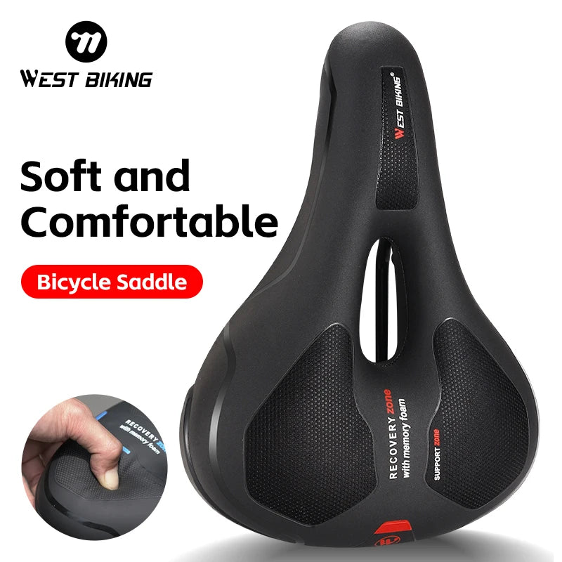 WEST BIKING MTB Comfort Bicycle Saddle – Wide Foam Padded Seat with Pressure Relief