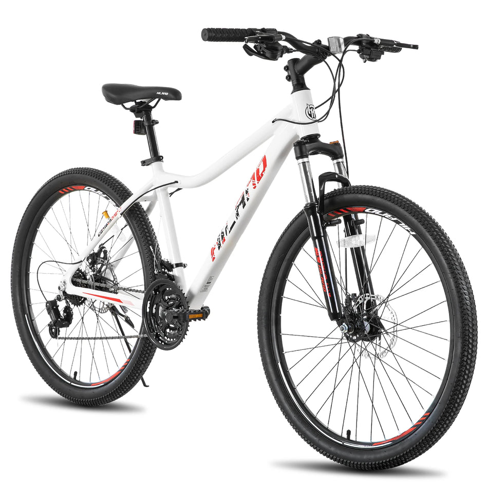 Hiland Mountain Bike for Women, 20/26/27 Inches, 21 Speed with Lock-Out Suspension Fork, Dual Disc Brakes, Aluminum Frame MTB