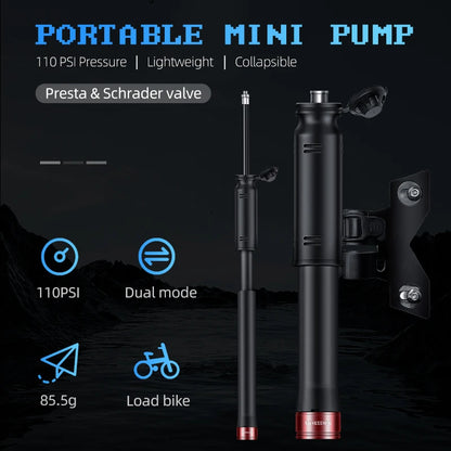 MORIDER Mini Bicycle Pump Portable Hand Air Pump, Ball, Tire Inflator,  Schrader Presta Valve MTB, Road Bike