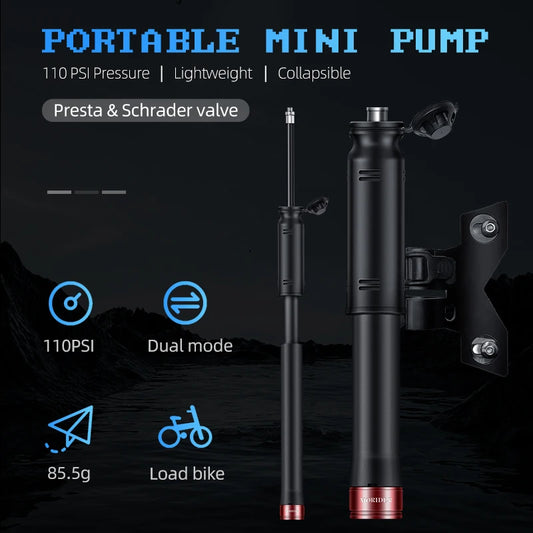 MORIDER Mini Bicycle Pump Portable Hand Air Pump, Ball, Tire Inflator,  Schrader Presta Valve MTB, Road Bike