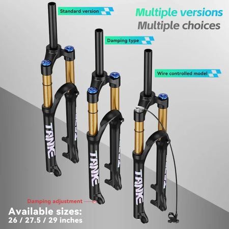 TANKE MTB Air Front Suspension Fork Rebound Adjustable 26/27.5/29’’ Quick Release 120mm Travel Bicycle Fork