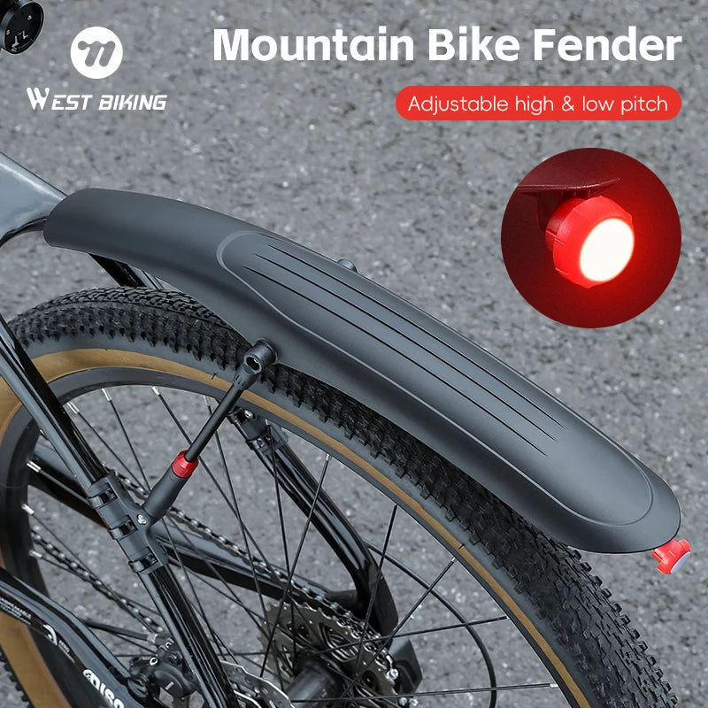 WEST BIKING Adjustable Bike Fenders – Front or Rear with Taillight, 24–29" & 700C