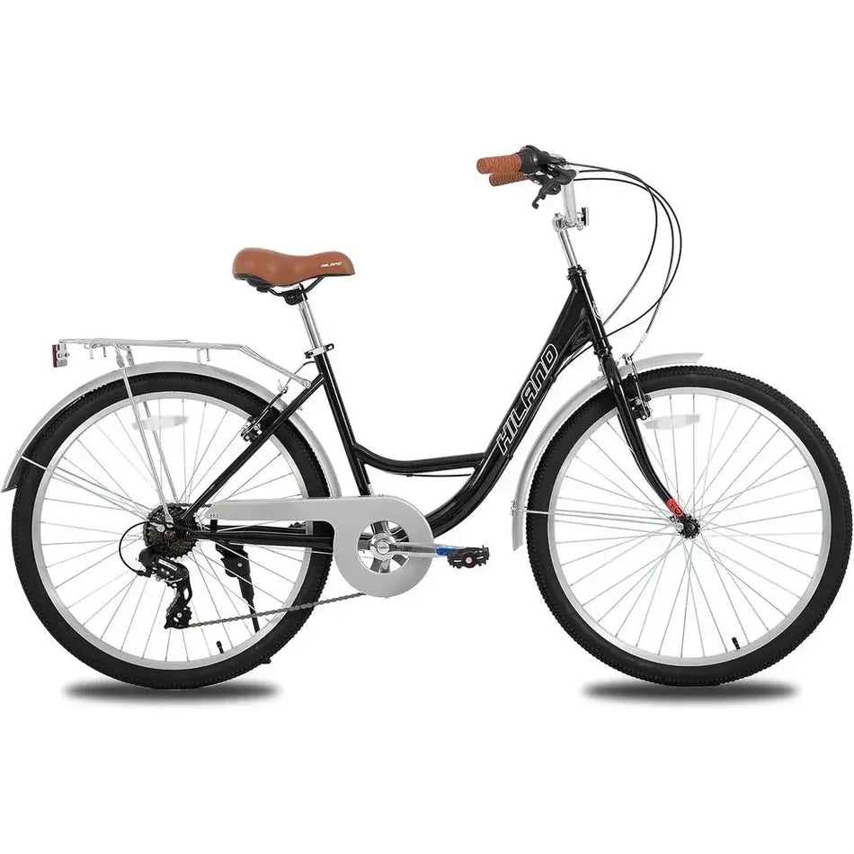 Hiland 26" Women's 7-Speed Hybrid City Bike – Steel Frame