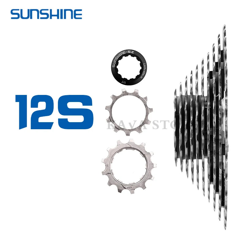 SUNSHINE Road Bike Cassette  Ultralight Freewheel 12 Speed K7 Freewheel MTB Sprocket for SHIMANO