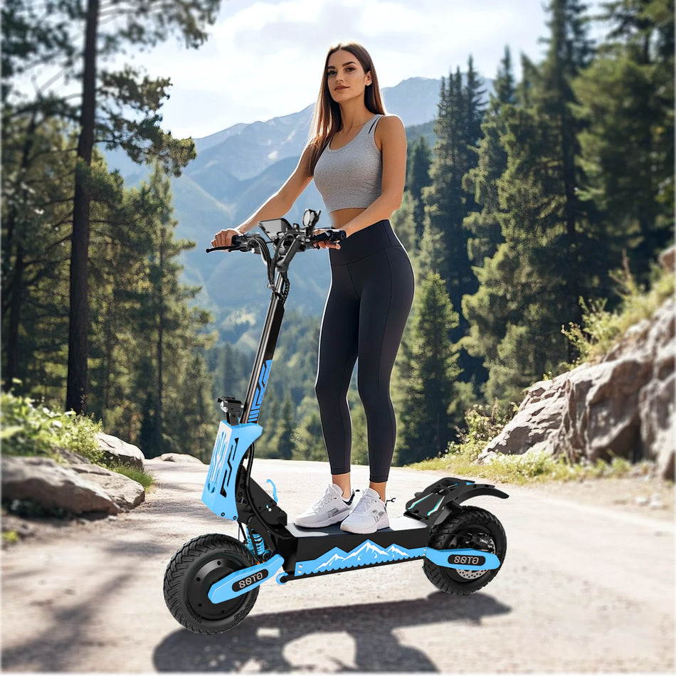 GT08 Electric Scooter 5600W Dual Motor 60V27AH 46MPH 46Miles Range Off-Road Vacuum Tires 330LBS Load 45°Climbing