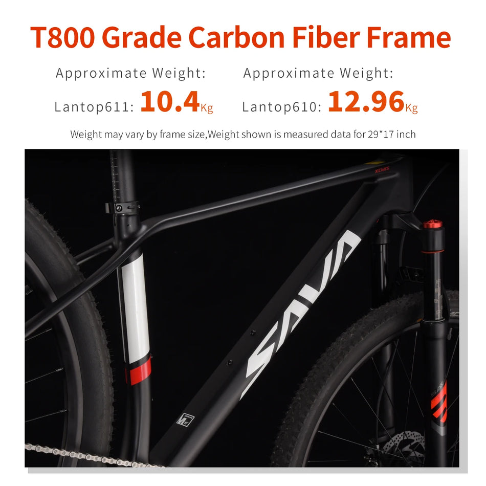 SAVA New Lantop 610 /611 Carbon Fiber Mountain Bike, MTB Adult Mountain Bike with SHIMANO CUES U6000 11-Speed Components