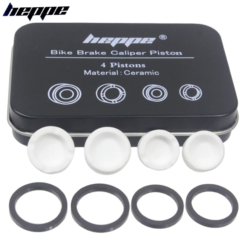 HEPPE Ceramic Piston Set for SHIMANO M640 M810 M6120 M7120 M8020 M8120 M9120 Saint M820 4-Piston Hydraulic Disc Brake White with Seals