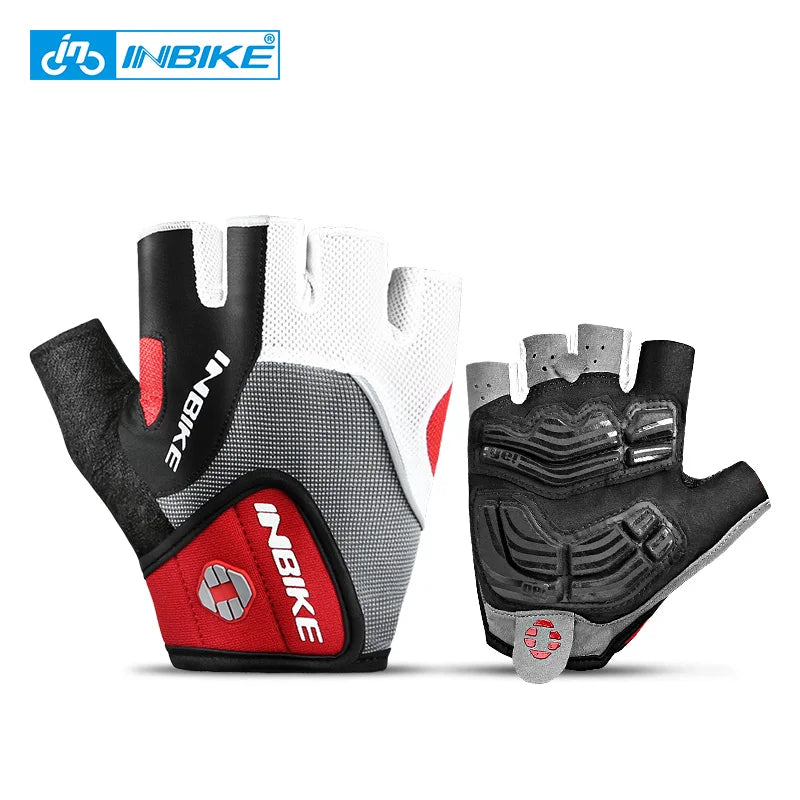INBIKE Unisex Half Finger Cycling Gloves GEL Padded Shockproof Summer MTB Bicycle Sports Gym Fitness Gloves - Blue Red Black Green Grey