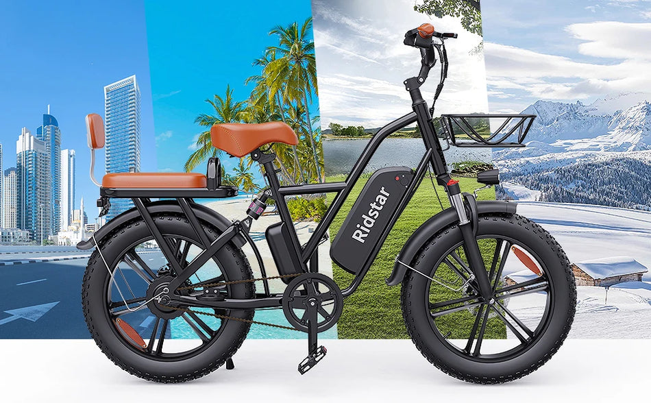 Ridstar 1500W Electric Bike for Adults – 20" Fat Tire Mountain E-Bike 30 MPH 50-Mile Range