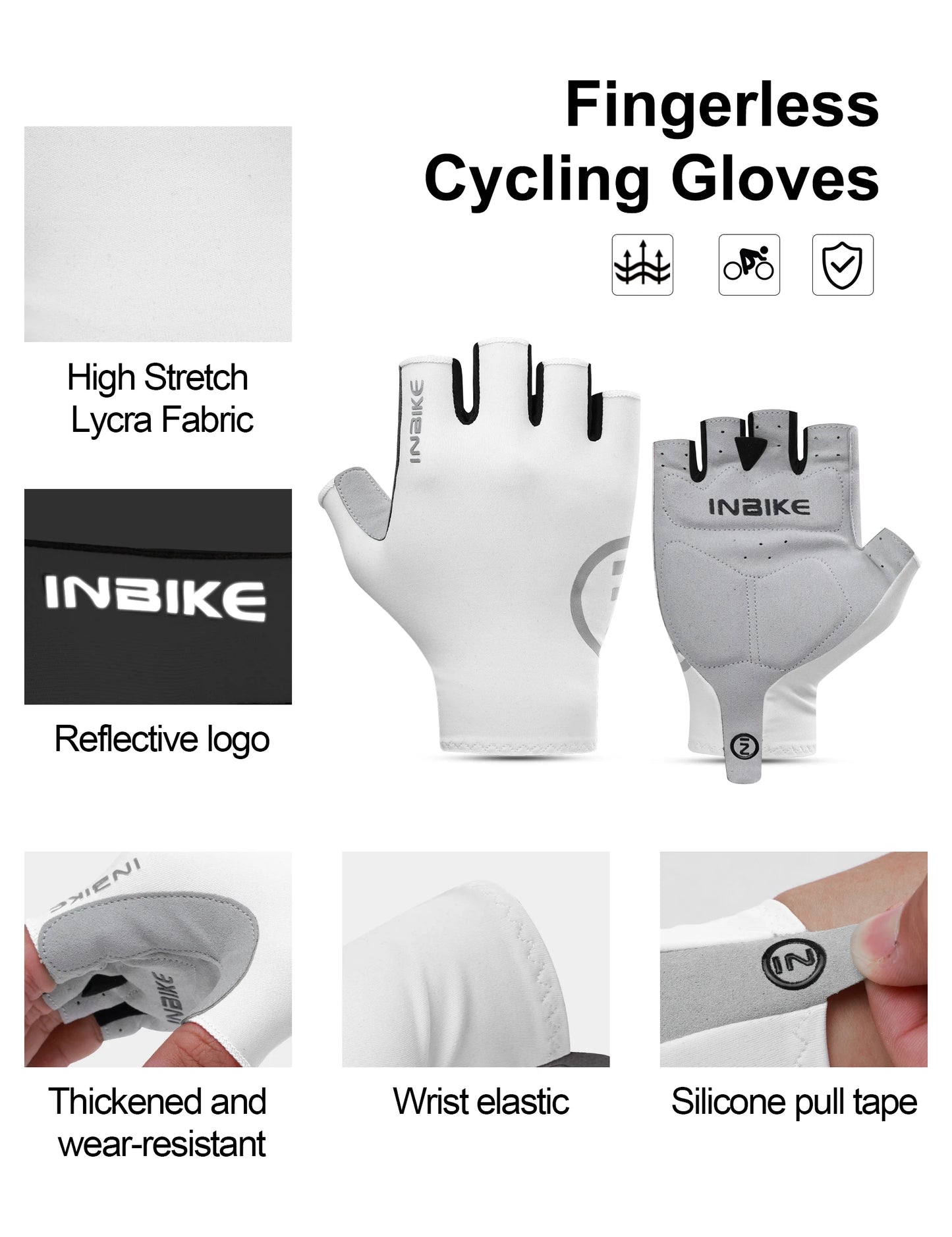 INBIKE Women's Padded Half-Finger Cycling Gloves Summer Shock-Absorbing MTB Bicycle Accessories Road Bike Glove