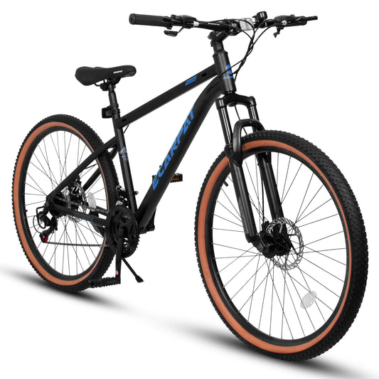 Ecarpat Mountain Bike 24 Inch Wheel, 21-Speed 15" Steel Frame, Mens Womens Trail Commuter City Mountain Bikes Bicycle Disc Brake