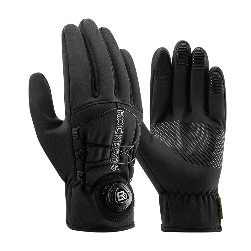 ROCKBROS Warm Bicycle Gloves Outdoor Touch Screen Winter Gloves Windproof Motorcycle Scooter Ski Anti-slip Thermal Bike Glove