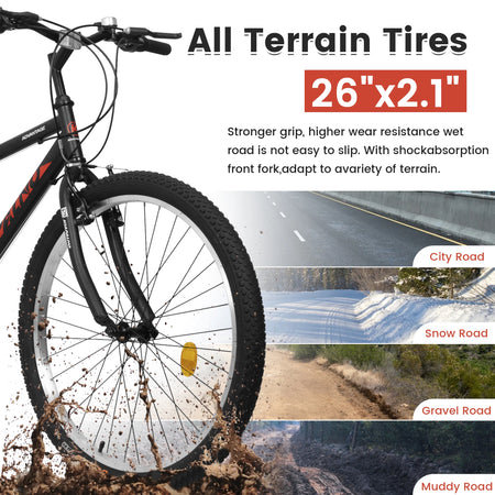 ECARPAT 24/26 Inch Mountain Bike – 21 Speed Steel Frame Dual V Brakes Commuter MTB for Men & Women - 24 Inch Mountain