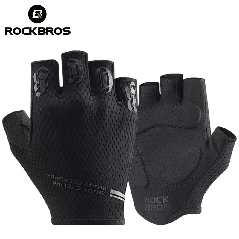 ROCKBROS Half-Finger SBR Palm Cycling Gloves – Breathable, Shockproof MTB & Road Gloves for Men & Women