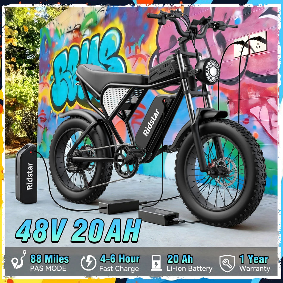 RIDSTAR Q30 2000W Electric Mountain Bike – 20Ah Battery, 33 MPH & 88-Mile Range