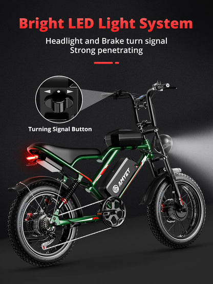 AMYET S8 Adults Electric Bike For Men 2000W Dual Motor Bicycle 48V 25AH Battery 20" Ebike Electric E Bikes Mountain Moped Ebikes