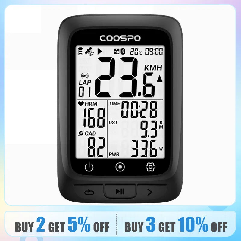 COOSPO BC107 Bike Computer GPS Wireless Bicycle Cycling Odometer Speedometer 2.4"FSTN Bluetooth5.0 ANT+ Waterproof GPS BDS