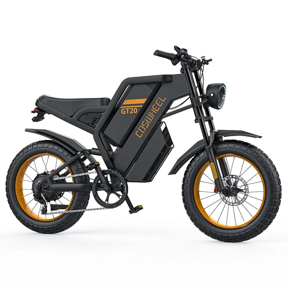 COSWHEEL GT20 Dual Motor 48V 25Ah Electric Bike – 20” Fat Tire Adult E-Mountain Bike with Full Suspension & Dual Oil Disc Brakes
