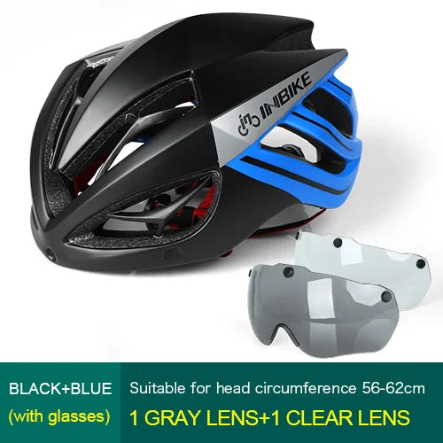 INBIKE Ultralight MTB Bicycle Helmet for Men & Women with Integrated Taillight Safety Hat Adult Cycling Gear Grey Red Blue