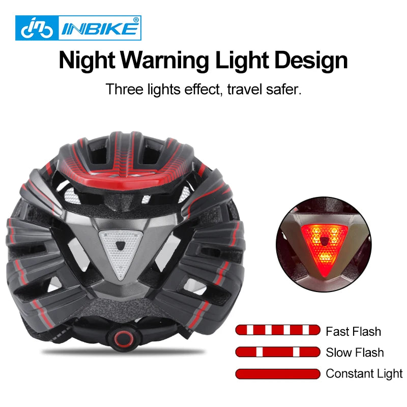 INBIKE Ultralight Men's Bicycle Helmet with Goggles And Taillight for MTB Road Cycling - Adult Integrally-Molded Bike Safety Gear
