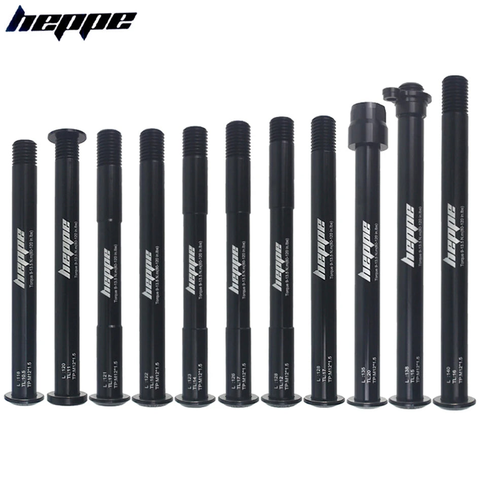 HEPPE MTB Road Bike Thru Axle Kit - Front Fork & Rear Hub Skewers 12x142/148 12x100/110 Quick Release Bicycle Axle with M12xP1.0/1.5 Thread
