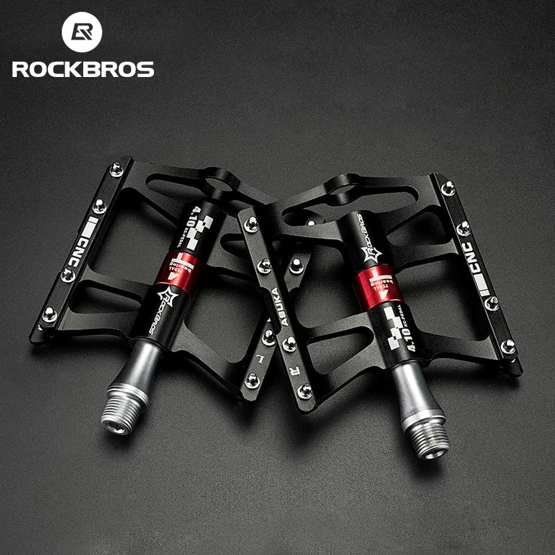 ROCKBROS Mountain Bike Bicycle Pedals Cycling Ultralight Aluminium Alloy 4 Bearings MTB Pedals Bike Pedals Flat BMX