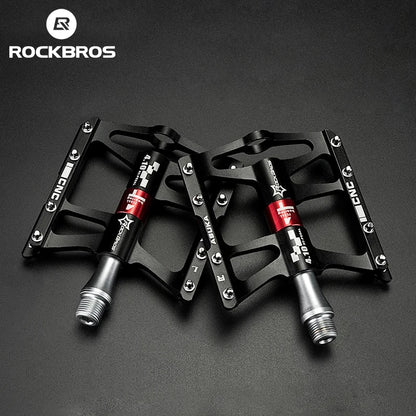 ROCKBROS Mountain Bike Bicycle Pedals Cycling Ultralight Aluminium Alloy 4 Bearings MTB Pedals Bike Pedals Flat BMX