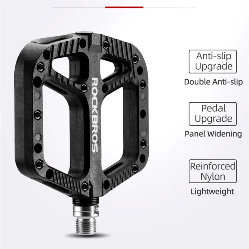 ROCKBROS Mountain Bike Pedals Nylon Composite Bearing 9/16" MTB Bicycle Pedals with Wide Flat Platform