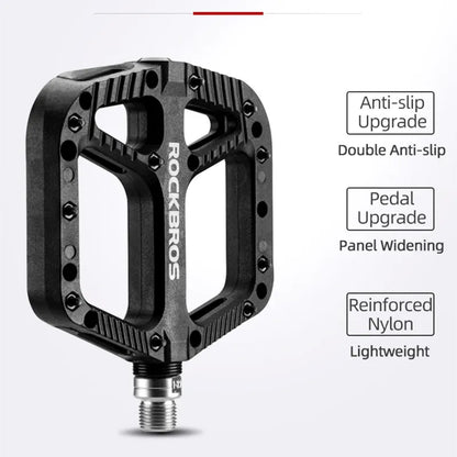 ROCKBROS Mountain Bike Pedals Nylon Composite Bearing 9/16" MTB Bicycle Pedals with Wide Flat Platform