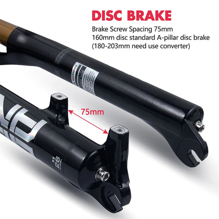BOLANY MTB Air & Oil Suspension Fork 120mm Travel 26/27.5/29’’ Quick Release Front Fork Remote Adjust - Suspension Forks