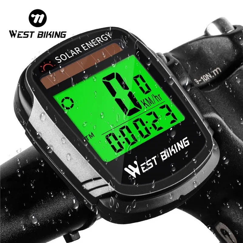 WEST BIKING Solar Powered Bike Computer Wireless Waterproof Speedometer Odometer Auto Wake Cycling Computer