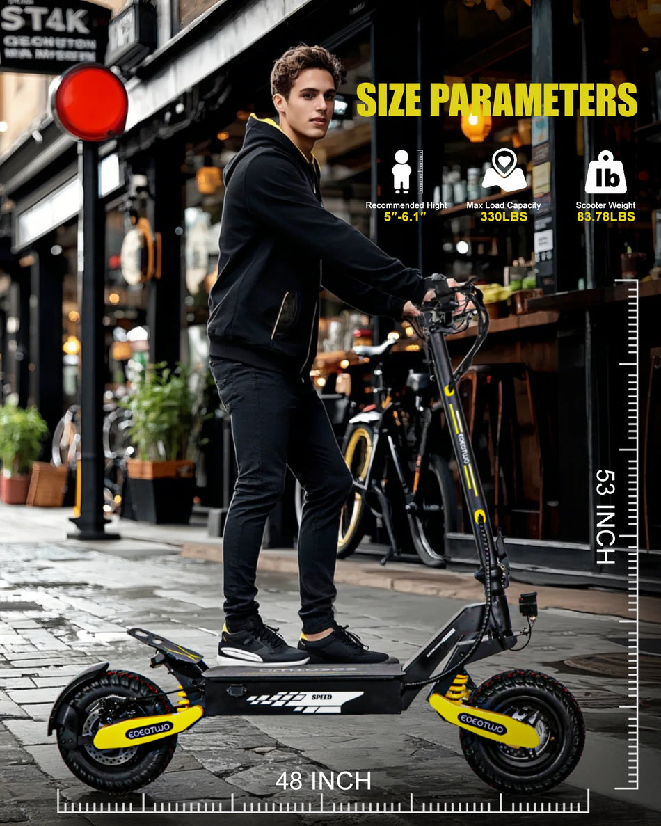 EOEOTWO Electric Scooter for Adults 1200W Motor 48V Lithium Battery Dual Spring Absorbers 11' Off-Road Tires - Unisex Scooter