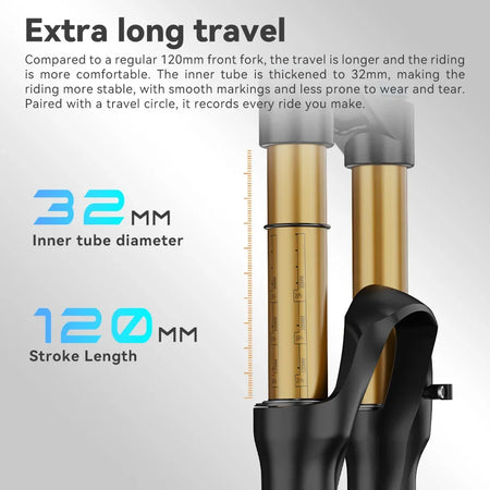 TANKE MTB Air Front Suspension Fork Rebound Adjustable 26/27.5/29’’ Quick Release 120mm Travel Bicycle Fork